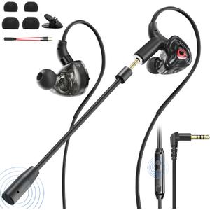 BlueFire Wired Gaming Earbuds with Microphone, Deep Bass in-Ear Monitors Earphones, HiFi Noise Cancelling Headphones for Music Gaming Video Calling