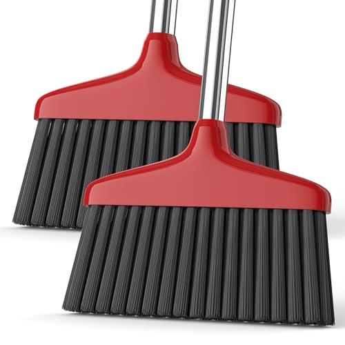 Handy Broom, Indoor/Outdoor Brooms, Duty Kitchen Broom, for Home Garage Kitchen Office Courtyard Lobby Patio Lawn Concrete (2, Red)