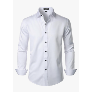 Men's Stretch Wrinkle Free Dress Shirts Formal Wedding Prom Long Sleeve Button Down Shirt, Size -M