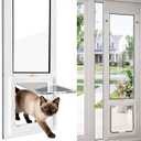 37-39.5" Vertical Cat Door for Window, Adjustable Height & 4 Locks