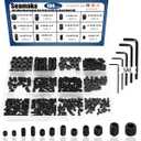 400Pcs 1/8-40 to 5/16-18 Internal Hex Allen Head Socket Set Screw (Black),12 Size 12.9 Class Alloy Steel Grub Screw Assortment Kit with 5 Hex Wrenches for for Door Handles, Light Fixture