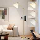 Remote Floor Lamp for Living Room and Bedroom - Modern Tall Standing Lamps with Led Blub and Dimmable Light - Gold Arc Stand Lights with Shade for Home Decor, Office, Reading and Corner