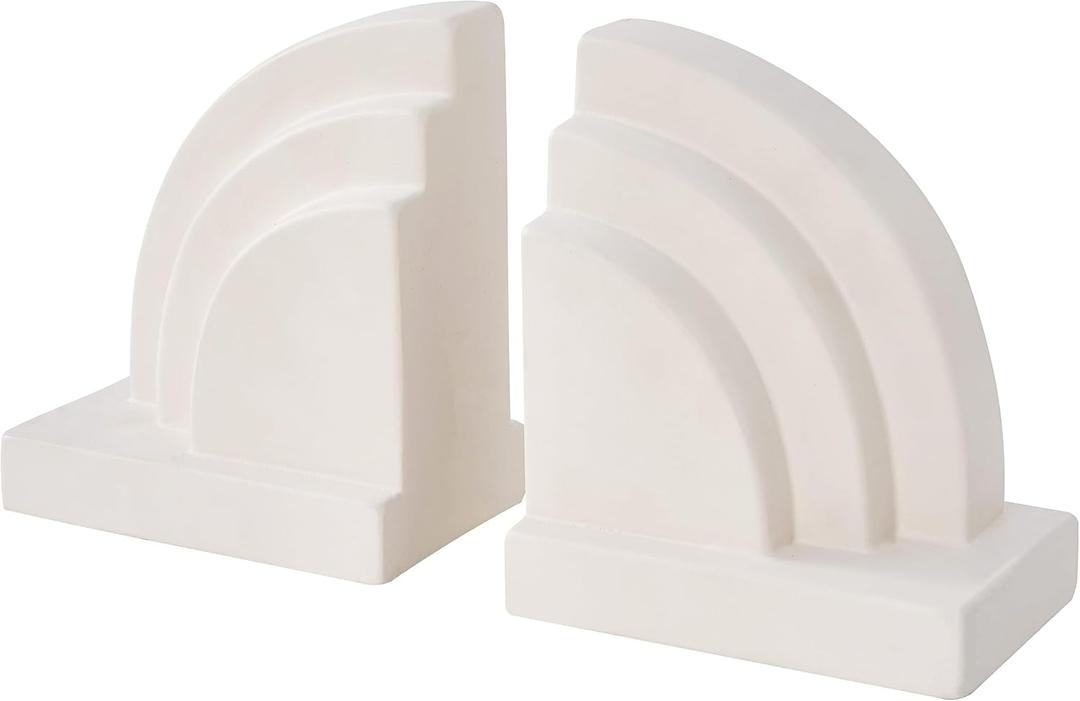 Concrete Bookends for Heavy Books - Heavy Duty 2-Piece Set for Shelves, Decorative Book Ends for Home Office Library, Non-Slip Base