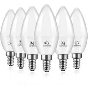 Energetic E12 LED Candelabra Light Bulbs 5.5W (60 Watt Equivalent), Daylight 5000K, 600LM Chandelier Light Bulbs, B11 Candle Bulbs for Ceiling Fan, RA 80 Recessed Can Light, Non-Dimmable, Pack of 6