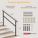 Hand Rails for Outdoor Steps, 2-5 Steps Wrought Iron Handrails for Outdoor Steps, Stair Railing for Porch, Home, Garden, Indoor, Staircase Handrails for Wooden, Cement, Brick, Marble (4 Steps)