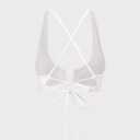 BERLOOK Womens U-Ring Bikini Top Criss-Cross Backless Tie Ruched Push Up Padded Swimsuit Top (White), XS