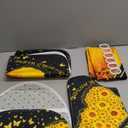 4 Piece Shower Curtain Sets, Sunflower Leaf Summer Gold with Non-Slip Rugs, Toilet Lid Cover and Bath Mat, for Bathroom Decor Set, 72" x 72"