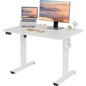 Electric Standing Desk Adjustable Height, 40x24 Inches Sit Stand up Desktop for Home Office, Ergonomic Rising Computer Table with Memory Preset, White