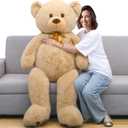 Tezituor Giant Teddy Bear 5 Feet Tall - Light Brown Life Size Teddy Bear Stuffed Animals 59" - Fluffy Huge Teddy Bear with Footprints - Cuddly Love Gift for Girlfriend, Brown