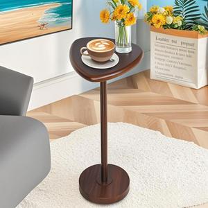 Pedestal Side Table, Small Drink Table, Martini Cocktail Table for Small Spaces, Brown (10.2)
