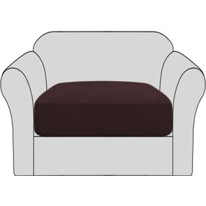 H.VERSAILTEX Stretch Couch Cushion Covers Individual Seat Sofa Chair Slipcovers Cushion Protector Cover Featuring Jacquard Textured Twill Fabric(1 Cushion Chair Cover, Chocolate)