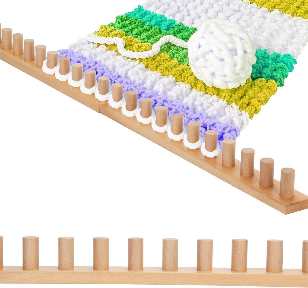 Sienson 52" Chunky Knitting Loom for Blanket Making  Foldable Wood Frame, Portable DIY Hand Knitting Kit for Beginners, Reusable Blanket Loom for Bulky Yarn Crafts & Gifts