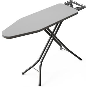 BEWISHOME Foldable Ironing Board, Compact Iron Board with 7 Adjustable Heights and Safety Iron Rest, Ironing Stand with Cover and Pad for Heat Resistance, for Laundry Room 43" X 13" Grey KYB01B