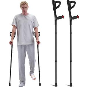 VEVOR Forearm Crutches for Adults, Folding Walking Forearm Crutches with 10-Level Adjustable Height, Lightweight Aluminum Medical Crutches with Open Cuff for Leg Injury Surgery Disabled, 1 Pair 350LBS