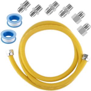 72" Dryer Gas Line Hose/Appliance 3/4 Flexible Natural Gas Line with Connector 1/2" MIP 1/2"FIP 3/4"MIP Fitting,5/8" OD(1/2" ID) Gas Range Connector Kit for Gas Stove,Dryer,Water Heater-by MIFLUS