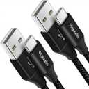 etguuds USB to USB C Cable 2ft, 2-Pack USB A to Type C Charger Cord Fast Charging for Samsung Galaxy A17 A16 A15 A26 A36 A56, S25 S24 S23 S22 S21 S20 S10 Note 20, for iPhone 17 16 15, Moto, Black