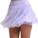 MathCat Cute Pleated Skirts for Women, High Waisted Tennis Golf Skorts with Seamless Shorts (X-Large, Lavender Purple)
