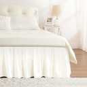 RIMELA Cream White Bed Skirt King Size 18 Inch Drop, Wrap Around Elastic Bedskirt, Dust Ruffle for Adjustable Bed Base Machine Washable Easy to Install Bed Skirts