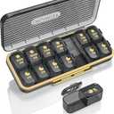 Pill Organizer 2 Times A Day, 7 Day Am Pm Pill Box - Acedada Weekly Pill Organizer Twice A Day, Portable Removable Daily Medicine Container Dispenser Case for Vitamin Fish Oil Supplement, Black Grey