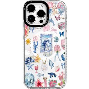 ChiCaseVer for iPhone 13 Pro Case, Coastal Floral Collage Pattern, Cute Soft Slim TPU Compatible with MagSafe, Military-Grade Drop Protection & Camera Protection for Women Girls (BlueSummerCut)