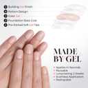 UNA GELLA Short Round Press on Nails - 32Pcs 16 Sizes Oval Nude Pink Fake Nails, Glossy Reusable Glue on Nails for Women, Durable Natural False Nails Kit for Small or Wide Nail Beds