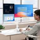 Dual Monitor Stand for 2 Screens up to 32 inch, Vertical Stacked Dual Monitor Mount, Full Motion Adjustable Tall Double Monitor Desk Mount, Each Arm Holds 4.4-22lbs, VESA 75/100mm, White, Freelift