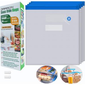 Super Large Sous Vide Bags15pcs kit,BPA Free Reusable Vacuum Sealer Bags and 2pcs Sealing Clips for Food Storage and Sous Vide Cooking(11.8x13.4in/30x34cm)