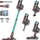 Cordless Vacuum Cleaner, 80Mins 650W/55KPA Self-Standing Vacuum Cleaners for Home, Stick Vacuum with Anti-Tangle Brush, LED Screen, Rechargeable Vacuum for Floor/Carpet/Pet Hair