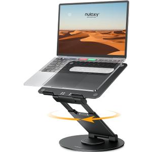 Nulaxy Telescopic 360 Rotating Laptop Stand for Desk Adjustable Height Swivel Pull Out Design Ergonomic Laptop Riser Fits All 10-17" Laptops Computer MacBook, Black