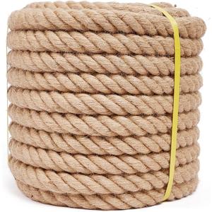 Jute Rope 1-1/2 Inch 50 Feet, Heavy Duty Rope Thick Twisted, Natural Hemp Rope for Crafts, Gardening, Bundling, Climbing, Hammock, Nautical, Tug of War, Railings, Home Decorating