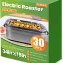CAREGY Electric Roaster Liners 34 x 18 Inch 30 Counts Disposable Roaster Liners Fits 16, 18, 22 Quarts Roasters, Roasting Oven Liners Cooking Bags for Immediate Cleanup