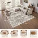9x12 Area Rug for Living Room, Washable, Traditional, Distressed Brown