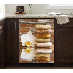 Spa Zen Stones & White Orchid Magnetic Dishwasher Cover (25.6" x 23")