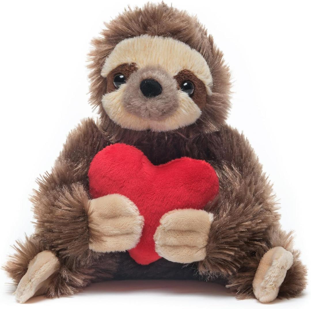 Bearington Lil Simon Love 6.5 Inch Sloth Stuffed Animal - Cute Plush Toy for Girls & Kids - Unique Sloth Plush Valentines Day Gift