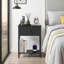 VECELO Nightstand Set of 2,End Tables with Charging Station,Bed Side Table with Open Shelf &USB Ports & Outlets,Small Dresser for Bedroom, Living Room,Black, 2-Pack