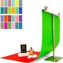 24 Colors Small Product Backdrops Photography Background Paper with Stand 12PCS 34x17inch Flat Lay Backdrop for Cosmetics Jewelry Products and Food (24 Colors Red Yellow Purple)