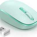 TECKNET Wireless Mouse for Laptop, 2.4G Quiet Computer Mouse with USB Receiver, 4 Buttons Portable Cordless Mice for Chromebook, Laptop, PC, Mac, 800/1200/1600 DPI - Mint Green