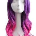 RightOn Purple Pink Ombre Wig Long Wavy Women Girls Sexy Ombre Hair Colorful Wigs for Cosplay Halloween Party with Wig Cap : Beauty & Personal Care
