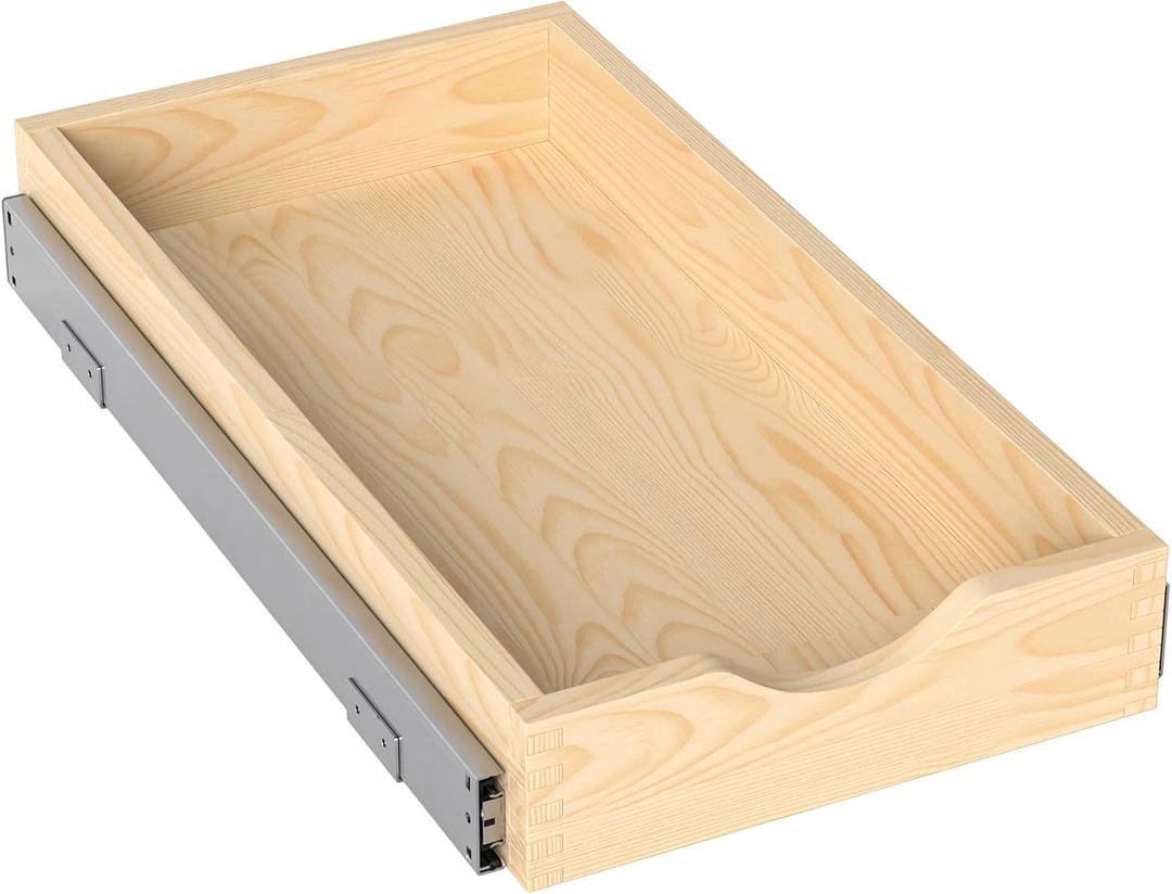 ZOINLIY Wooden Pull Out Cabinet Organizer, Slide Out Drawer for Kitchen Organizers and Storage, Soft Close, Heavy Duty, Fully Expandable - Bottom Mounting
