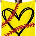 Softball Heart Blanket, Lightweight Soft Throw, Gifts for Softball Lovers Stuff (40" x 50")