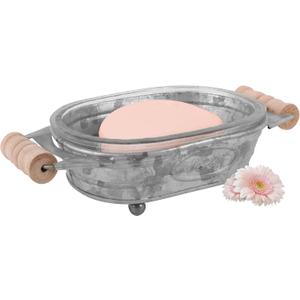 Autumn Alley Galvanized Farmhouse Soap Dish for Bathroom  Fun Kitchen Soap Tray  Farmhouse Bathroom Accessories  Rustic Soap Dish  Wooden Handles Add Vintage Appeal  Cute Bathtub Decor
