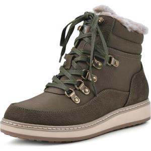 WHITE MOUNTAIN Women's Shoes Tamasha Lace-Up Hiker Bootie (6, Olive/Fabric)