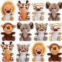 Sumind 12 Pieces Small Stuffed Animals Bulk Gifts Mini Stuffed Forest Jungle Animal Plush Toys 4.8 Inch Cute Elephant Lion Giraffe Tiger for Claw Machine Baby Shower Decorations(Sitting)
