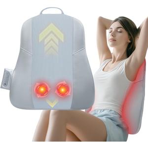 Back Massager for Pain Relief Deep Tissue, Ultrathin Rolling Up and Down Full Back Massage with Heat, 4D Shiatsu Kneading, Shoulder Massager, Extended Widened Design for Home, Office, Car Use, Grey