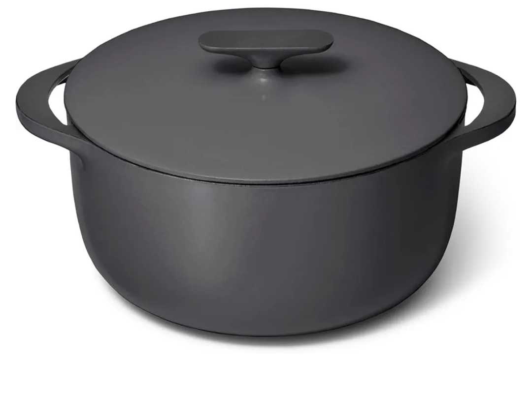 Caraway Enameled Dutch Oven - 6.5 qt Cast Iron Dutch Oven With Lid - 3 Layer Enamel Coating - No Seasoning Required - Compatible With All Stovetops - Oven Safe - No Forever Chemicals - Charcoal