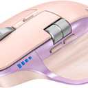 TECKNET Wireless Mouse, Bluetooth Mouse (BT5.3/5.0 & 2.4G) Rechargeable Ergonomic Optical Mouse with 6 Adjustable DPI, Side Scroll, USB A Receiver, 7 Buttons, Wide Compatibility - Pink & Purple