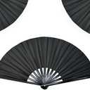 Boots on The Ground Fan,2025 New Large Holographic Folding Hands F an Line Dance Popping Fans,Boots on The Ground Hand Fan,Folding Hand Classic Style Fans Bamboo Ribs Hands Held Chinese (Black)2 Pack