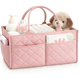 Tivellary Baby Diaper Caddy Organizer Spacious Storage Basket for Newborn Essentials, Nursery & Diaper Station, Registry Essential, Dusty Rose