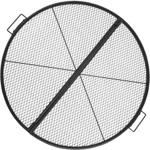 X-Marks Fire Pit Cooking Grill Grate with Support X Wire - Heavy Duty Folding Round Campfire Grill Grid - Portable Camping Cookware for Outside Party Gathering - 30 inch