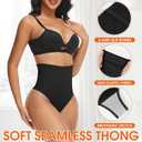 Niceuare Tummy Control Thong Shapewear for Women High Waist Body Shaper Underwear Seamless Comfortable Panty Thong (Black)